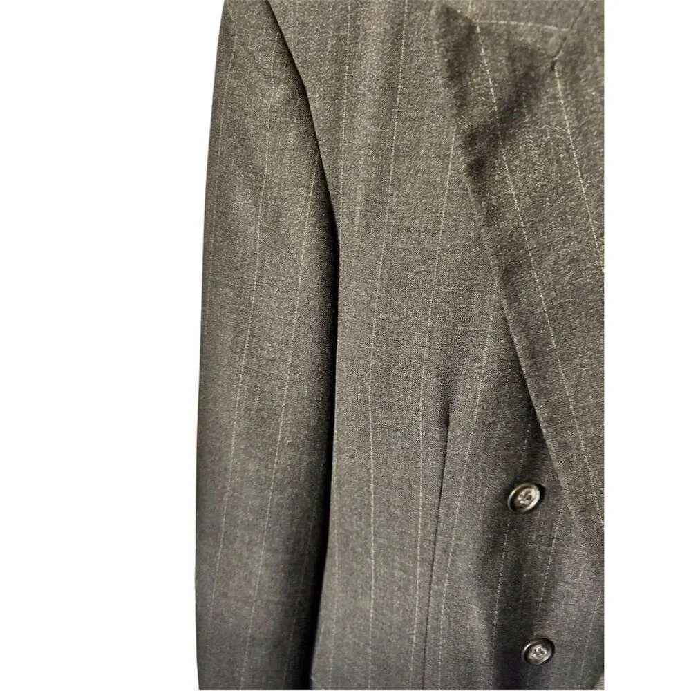 Men's Executive Collection Blue‎ Pinstripe Double-Breasted Lined Blazer Size 42L